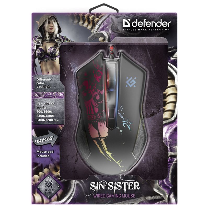 Мишка Defender Sin'Sister GM-933 (+ килимок), 6 кн. до 7200 dpi (52933)