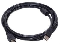 Кабель PowerPlant USB2.0(AF)-USB2.0(AM), 5м, One ferrite, Black (KD00AS1212)