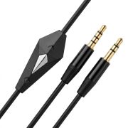 Кабель AUX Audio TRRS - TRS M/M 1.2м з мікрофоном чорний (B00665)