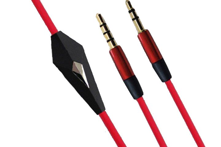 Кабель AUX Audio TRRS - TRS M/M 1.2м з мікрофоном червоний (B00666)