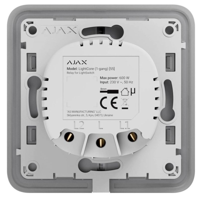 Реле Ajax LightCore (1-gang) для одноклавишного выключателя (45110.142.NC)