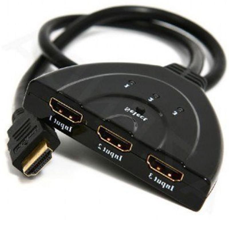 Перемикач HDMI-інтерфейсу Cablexpert HDMI - 3хHDMI V 1.4 (M/F), 0.5 м, чорний блістер (DSW-HDMI-35)