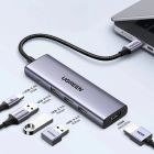 Док-станція USB3.0 Type-C --> HDMI 4K30Hz/3xUSB-А 3.0/Type-C/PD 100W 5-in-1 CM511 Ugreen (15596)