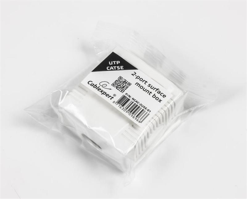 Розетка Cablexpert 2хRJ-45, Cat5Е, зовнішня, біла (NCAC-2U5E-01)