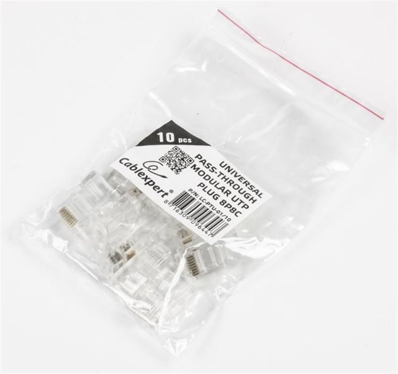 Конектор RJ 45 Cablexpert з наскрізними отворами (10 шт/уп) (LC-PTU-01/10)