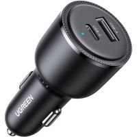 Автозарядка 2xUSB 63W (USB-C+USB-A) QC 3.0 Чорна (EC701) UGREEN (35023)