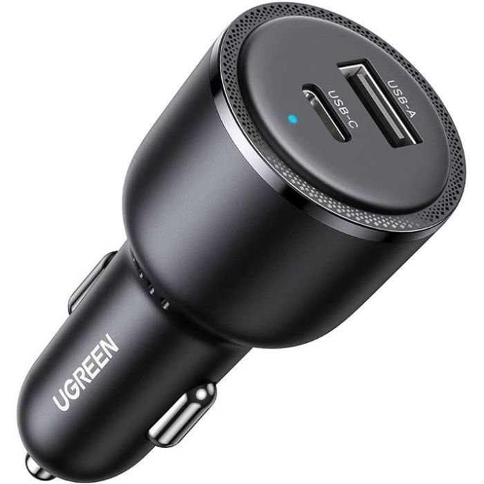 Автозарядка 2xUSB 63W (USB-C+USB-A) QC 3.0 Чорна (EC701) UGREEN (35023)