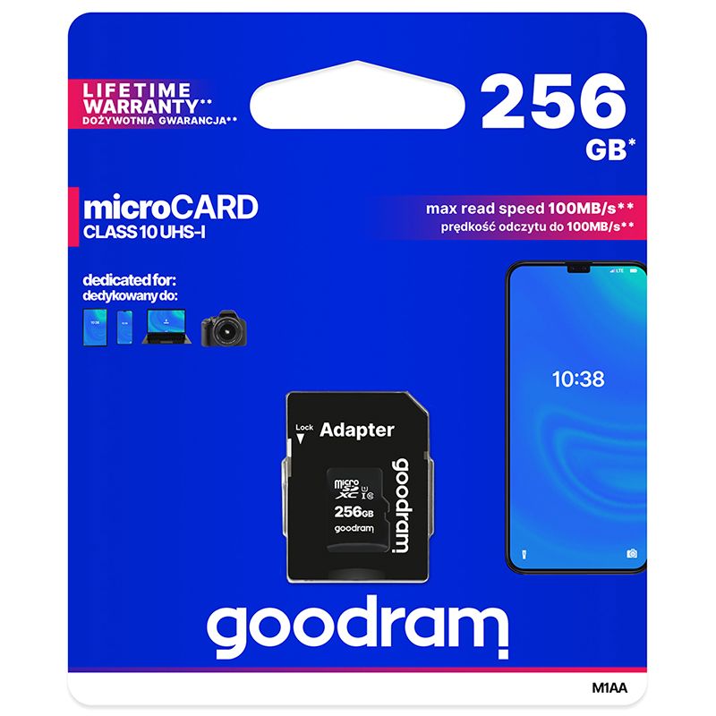 Memory card Secure Digital Micro256Gb GoodRAM UHS-I (class 10) + Adapter (M1AA-2560R12)
