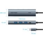 Хаб USB 3.0 Type-C -> 4xUSB 3.0/1xUSB-C, 5Gbps, Black Vention (TGZHB)