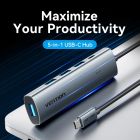 Хаб USB 3.0 Type-C -> 4xUSB 3.0/1xUSB-C, 5Gbps, Black Vention (TGZHB)