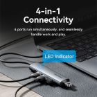Хаб USB 3.0 Type-C -> 4xUSB 3.0/1xUSB-C, 5Gbps, Black Vention (TGZHB)