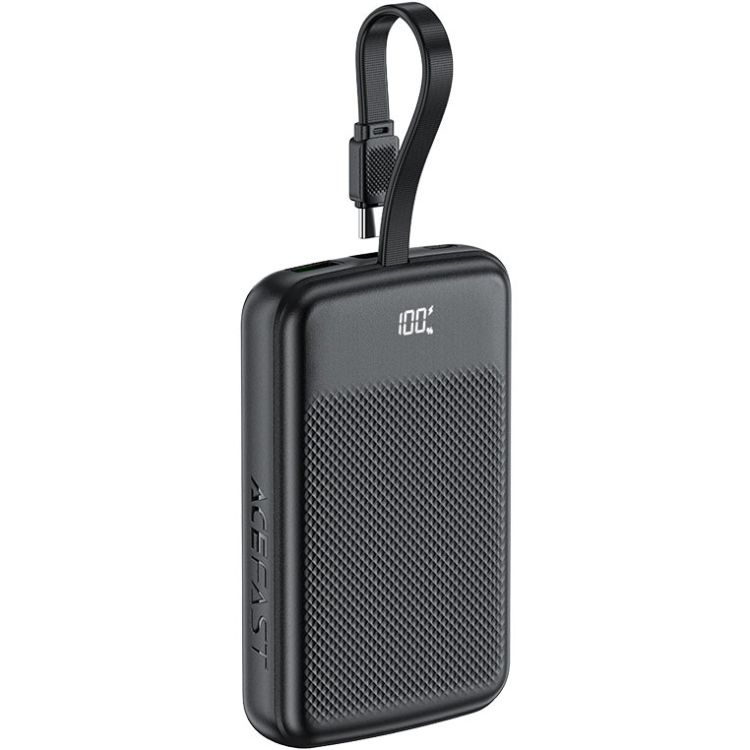 УМБ Acefast 10000mAh 22.5W PD,QC3.0 2xUSB-C,USB-A, with build Type-C cable, M13 Black (6974316283959)