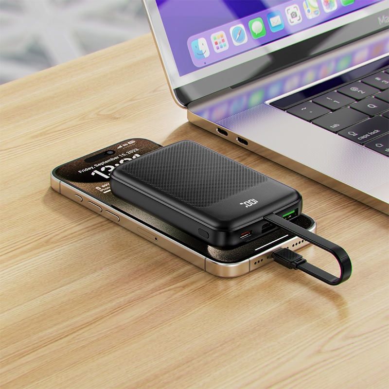 УМБ Acefast 10000mAh 22.5W PD,QC3.0 2xUSB-C,USB-A, with build Type-C cable, M13 Black (6974316283959)