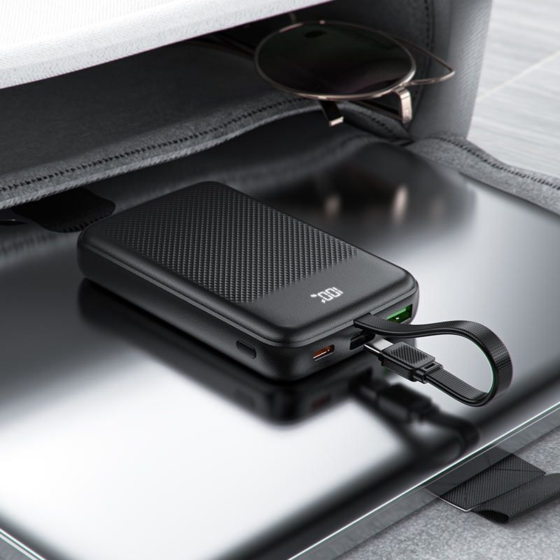 УМБ Acefast 10000mAh 22.5W PD,QC3.0 2xUSB-C,USB-A, with build Type-C cable, M13 Black (6974316283959)