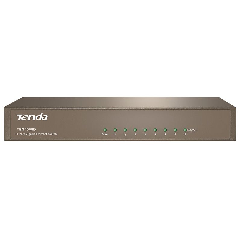 Комутатор TENDA TEG1008D 8port 10/100/1000 BaseTX, desktop, метал (TEG1008D)