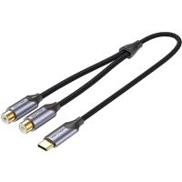 Перехідник Audio Type-C М -> 2RCA F 0,5м чорний Vention (BGVHD)