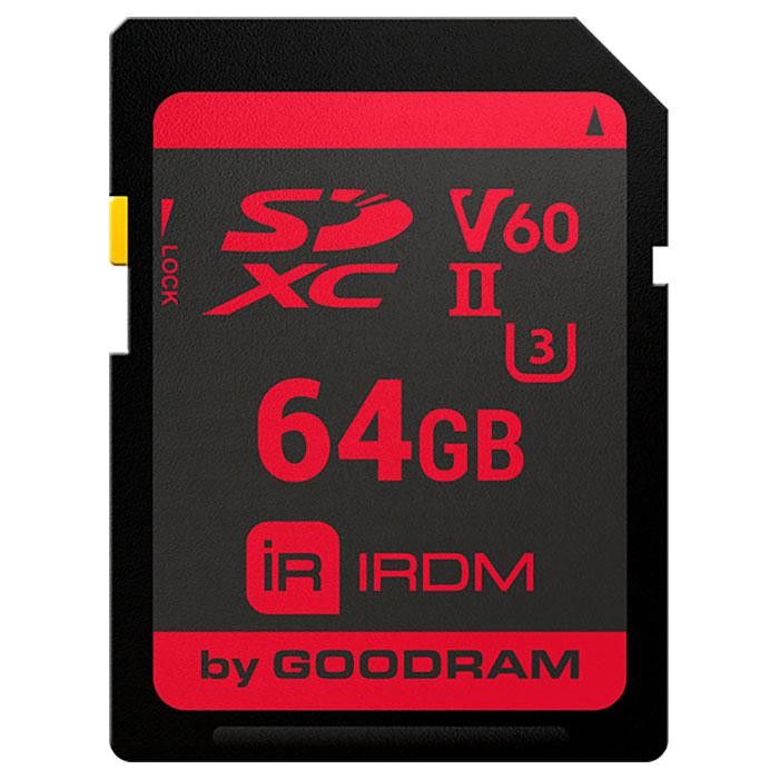 Memory card SD 64Gb GoodRAM IRDM SDXC V60 UHS-II U3 Retail (IR-S6B0-0640R11)