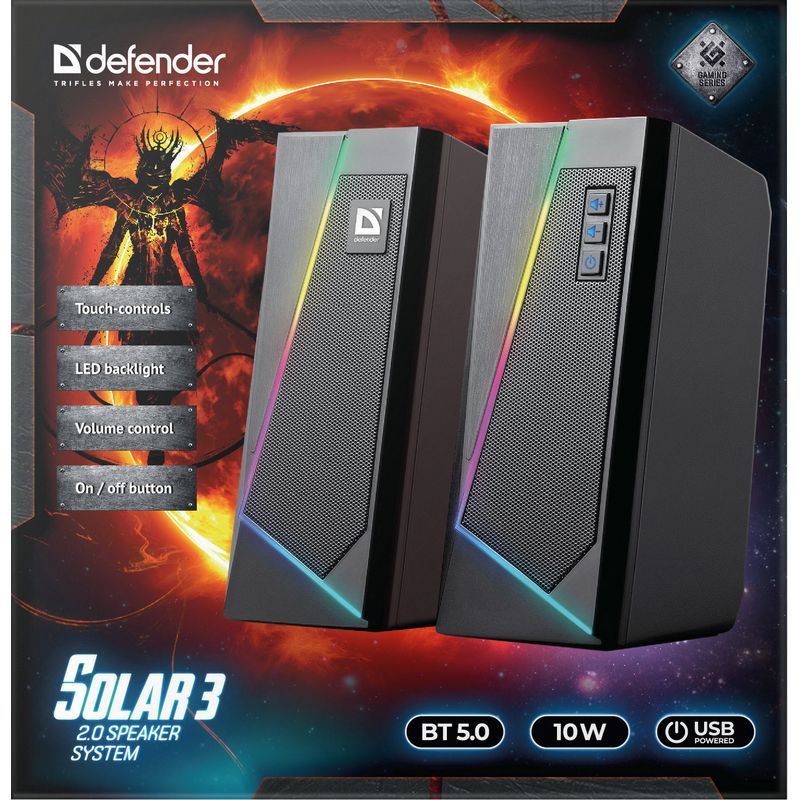 Акустична система 2.0 Defender Solar 3 10 Вт, BT/Light USB (65103)