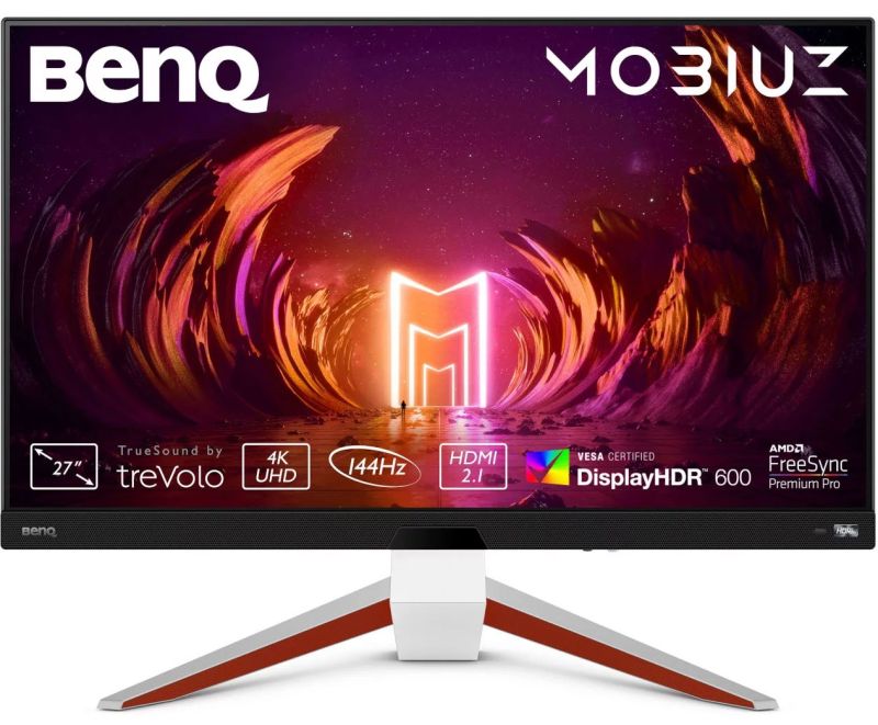 TFT 27" BenQ EX2710U, 4K UHD, IPS, 144Hz, 1 мс, 2хHDMI, DP, USB-hub, HAS, колонки, білий (9H.LKTLA.TBE)