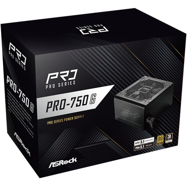 БЖ 750W ASRock PRO PRO-750G 120mm, 80+ Gold, Retail (PRO-750G)