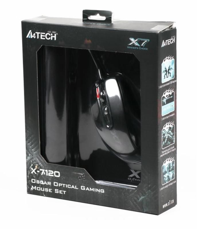 Миша A4Tech X-710BK Black USB + килимок A4Tech X7-200MP (X-7120)