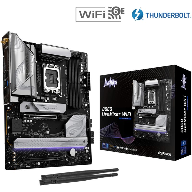 AsRock B860 LiveMixer WiFi (1851/B860, 4*DDR5, 2*PCIex16, HDMI/TB4, 4xSATA, 3xM.2, 2.5Glan, 7.1ch, A (B860 LiveMixer WiFi)