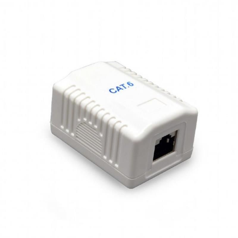 Розетка Cablexpert RJ-45, Cat6, зовнішня, біла (NCAC-1F6-01)