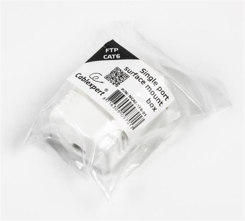 Розетка Cablexpert RJ-45, Cat6, зовнішня, біла (NCAC-1F6-01)