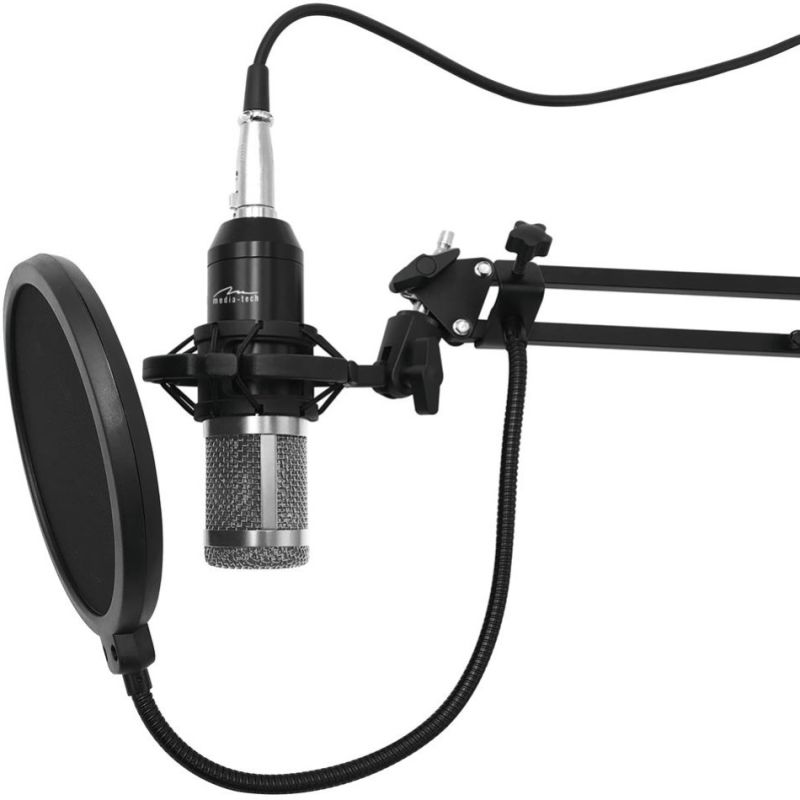 Ігровий стрім мікрофон Media-Tech Професійний набір XLR USB сріблястий (MT397S)