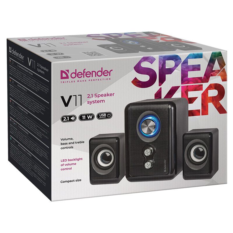 Акустична система 2.1 Defender V11, 11Вт USB (65111)