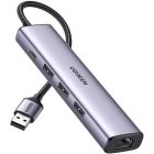 Док-станція USB3.0 --> USB-Ax3,3.0/RJ45 (1000M) Ethernet/ Type-C 10W 5 in 1 Hub CM475 Ugreen (60554)