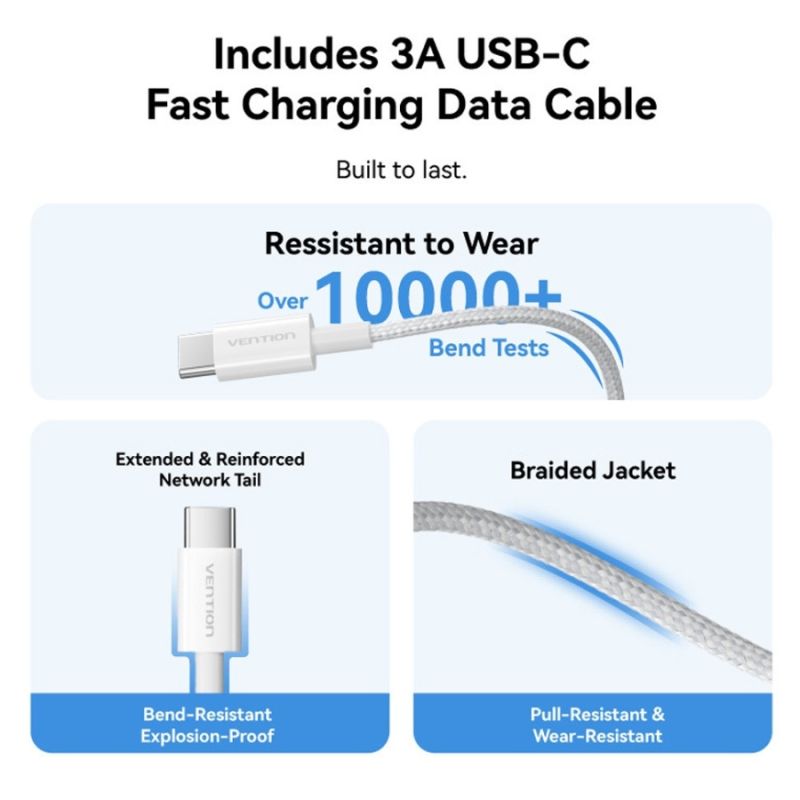 Зарядний пристрій 1xUSB-C 30W + USB-C cable М-М  White Vention (G18W0-EU)