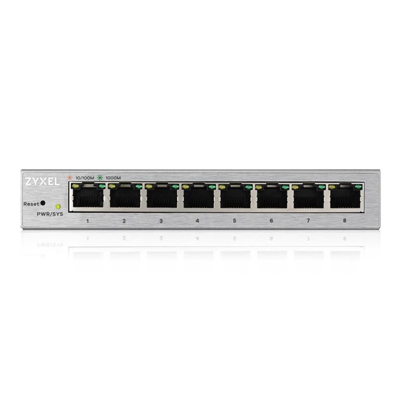 Комутатор ZYXEL GS1200-8 (8xGE, метал, настільний, безшумний, WebSmart) (GS1200-8-EU0101F)
