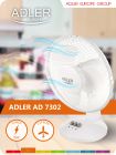 Вентилятор AdlerAD 7302 white настільний/ 45Вт/ D=23см/ автоповорот/ білий (AD7302)