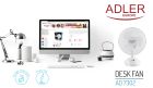 Вентилятор AdlerAD 7302 white настільний/ 45Вт/ D=23см/ автоповорот/ білий (AD7302)