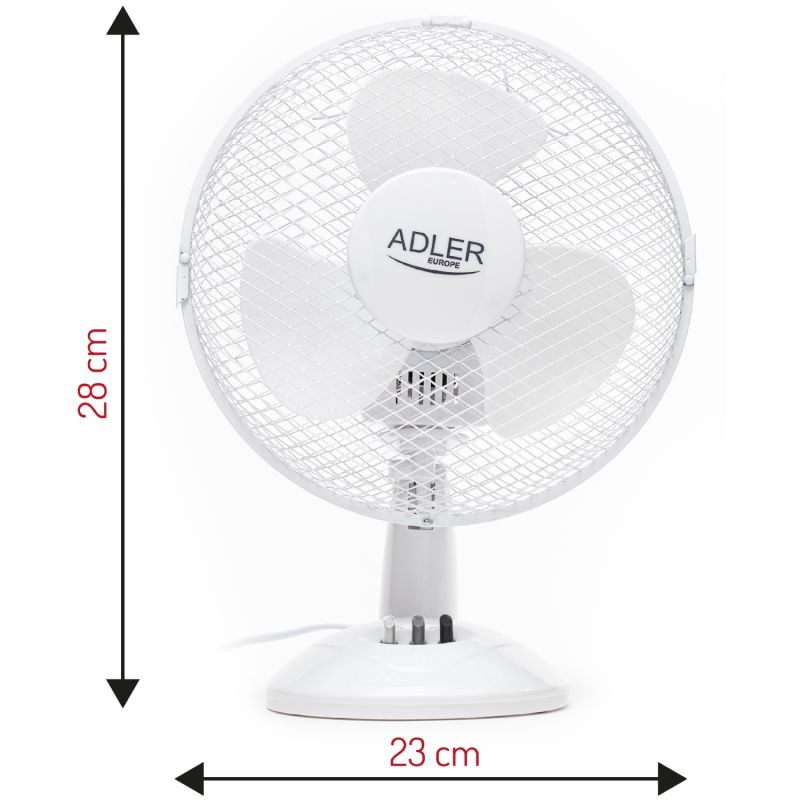 Вентилятор AdlerAD 7302 white настільний/ 45Вт/ D=23см/ автоповорот/ білий (AD7302)
