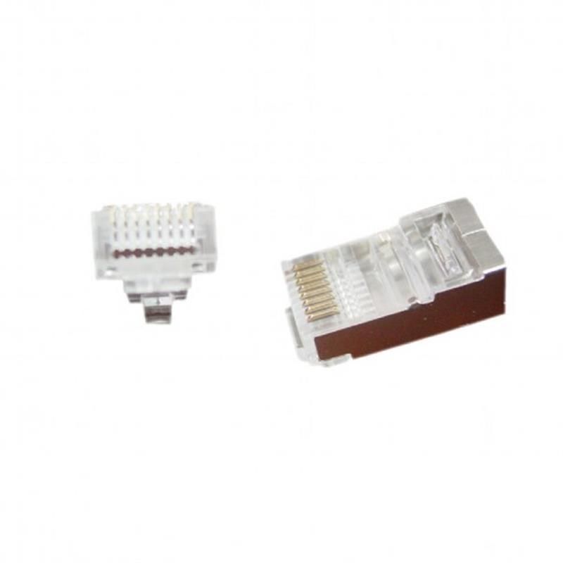 Коннектор RJ 45 Cablexpert экранированный, с золоченными контактами, со сквозными отверстиями (100 шт/уп) (LC-PTF-01/100)
