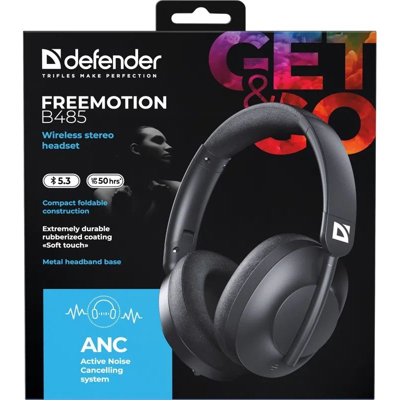 Гарнітура Defender FreeMotion B485 Bluetooth, ANC, чорна (63485)