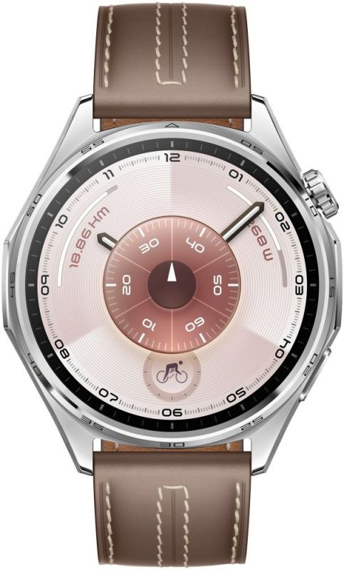 Смарт-годинник Huawei Watch GT 6 46mm Steel with Brown Composite Leather Strap (55020FTW)