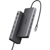 Док-станція USB3.2 Type-C --> HDMIx2,4K60Hz/4xUSB-A/2xUSB-C3.2/DP4K60Hz/RJ45/SD/TF/AUX PD 100W CM681 (15978)