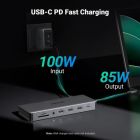 Док-станція USB3.2 Type-C --> HDMIx2,4K60Hz/4xUSB-A/2xUSB-C3.2/DP4K60Hz/RJ45/SD/TF/AUX PD 100W CM681 (15978)