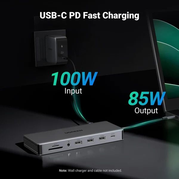 Док-станція USB3.2 Type-C --> HDMIx2,4K60Hz/4xUSB-A/2xUSB-C3.2/DP4K60Hz/RJ45/SD/TF/AUX PD 100W CM681 (15978)