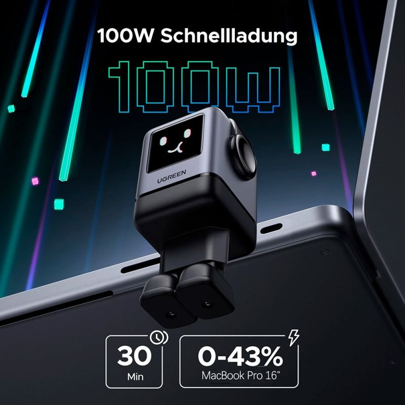 Зарядний пристрій 4xUSB 100W (3xUSB-C+USB-A) Gan Robot tech Fast Charger Сірий X688 Ugreen (45515B)