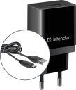 Зарядний пристрій 1xUSB 11W 2.1А + кабель micro-USB UPC-11 чорний Defender (83556)