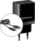 Зарядний пристрій 1xUSB 11W 2.1А + кабель micro-USB UPC-11 чорний Defender (83556)
