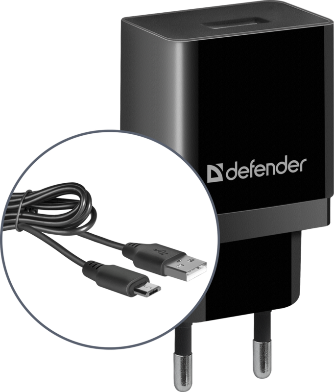 Зарядний пристрій 1xUSB 11W 2.1А + кабель micro-USB UPC-11 чорний Defender (83556)