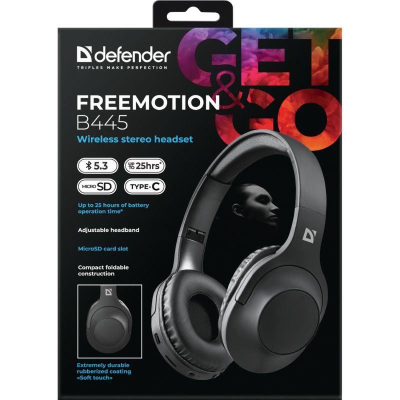 Гарнітура Defender FreeMotion B445  Bluetooth, Black (63445)