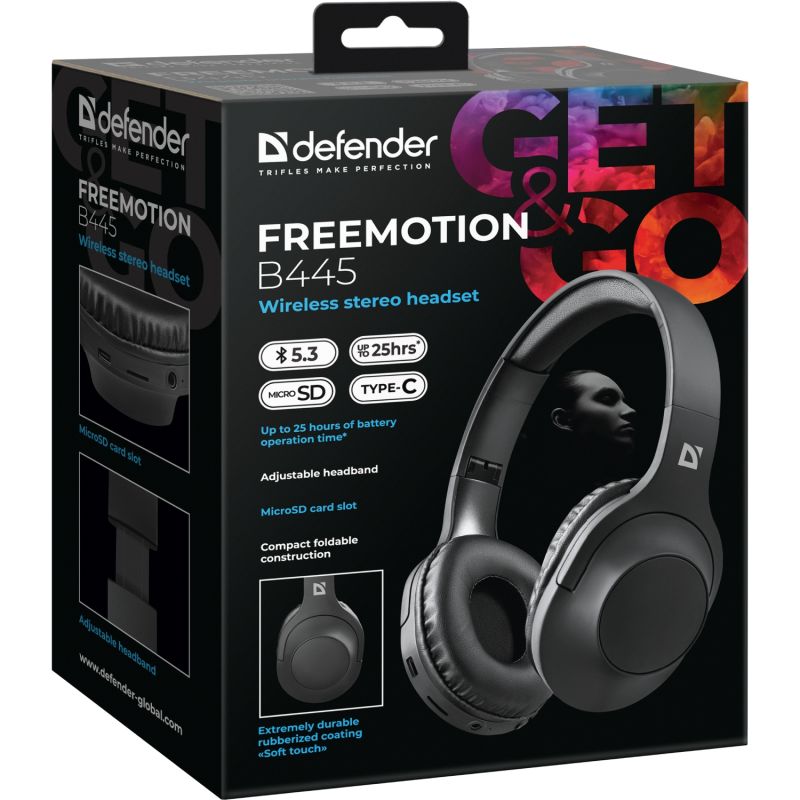 Гарнітура Defender FreeMotion B445  Bluetooth, Black (63445)