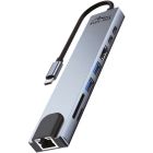 Док-станція USB3.1 Type-C --> HDMI4K60Hz/2xUSB-A/2xType-C/RJ45/SD/TF/PD 100W 8 in 1 Media-Tech (MT5046)