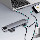 Док-станція USB3.1 Type-C --> HDMI4K60Hz/2xUSB-A/2xType-C/RJ45/SD/TF/PD 100W 8 in 1 Media-Tech (MT5046)